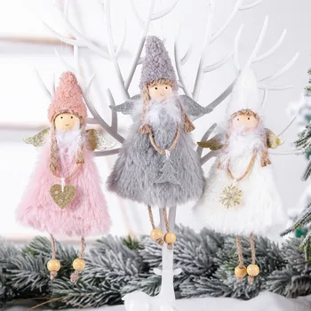 Рождественский плюшевый кулон Ангел-цилиндр, подвеска для девочки с оленьими рогами, креативный кулон в виде рождественской елки, детский подарок, Рождественский подарок