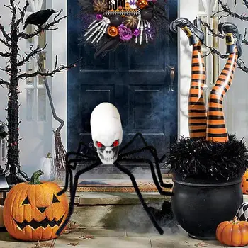 Реалистичное украшение в виде паука, Жуткий Паук с черепом на Хэллоуин, Реалистичное украшение дома с привидениями, Праздничный орнамент, реквизит для бара