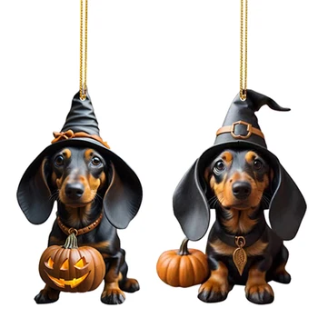 Рождественский кулон Мультяшная Шляпа Ведьмы, Подвесное украшение для собаки, Регулируемые украшения для Хэллоуина, Вечерние Декоративные принадлежности