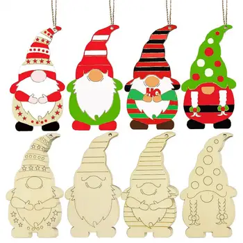 Праздничный декор для дома, украшения для Рождественской елки своими руками, 20 незавершенных деревянных подвесок в виде карликов для росписи, подвешивания для новогодних поделок