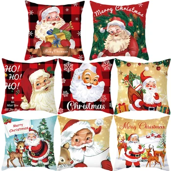 45 см Рождественский чехол для подушки Санта Клаус Украшения для дома 2023 Рождественский Декор дивана Navidad Рождественские подарки Новый год 2024