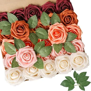 Комбинированный набор искусственных цветов из роз, изысканные цветы из роз для свадебных букетов своими руками, центральные композиции для свадебного душа