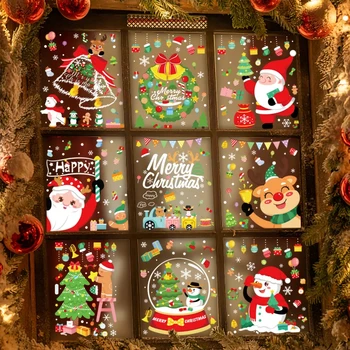 Рождественская наклейка на окно Веселые Рождественские украшения для дома 2023 Рождественский орнамент Xmas Navidad Подарки на День рождения С Новым годом