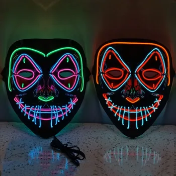 Хэллоуин Холодный свет Трехцветная люминесцентная V-образная маска Реквизит для костюмированной вечеринки Cos Маска
