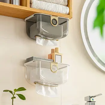 Коробка для хранения с замком на передней пряжке, стильная настенная коробка для салфеток с передней пряжкой, прозрачное утолщенное окно для ванной комнаты