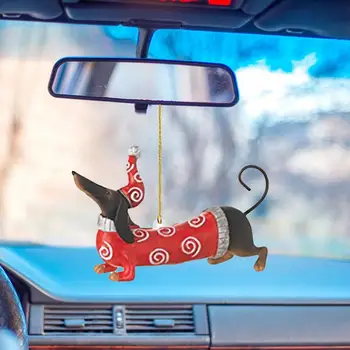 Подвеска в виде собаки, яркие 3D подвески в виде рождественской елки в виде таксы с ремешками, веселые вечерние принадлежности для праздников, Рождественская подвеска