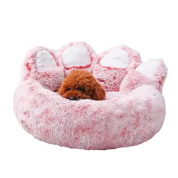 Плюшевый спальный коврик в форме лапы для собак со съемной внутренней подушкой, кровати для животных для зоомагазина, гостиной, спальни и дома
