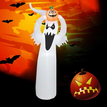 Хэллоуин, надувной призрак со светодиодной подсветкой, 6-футовая светящаяся Гигантская кукла-игрушка, праздничная атмосфера, Ветрозащитные украшения для внутреннего и наружного сада