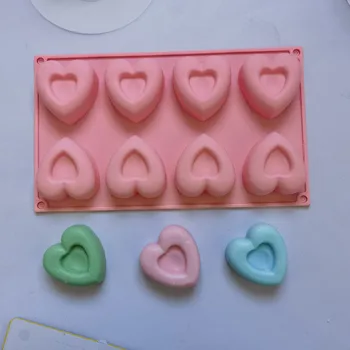 8 Силиконовых мини-форм в форме сердца для шоколадных десертов, пудинга, тортов, форм для выпечки, формы для выпечки, инструменты для украшения