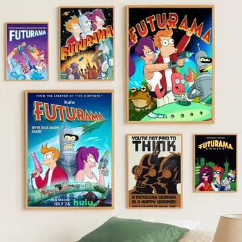 принты плакатов f-futurama из мультфильма, Настенные панно, Украшения для гостиной, Маленькие