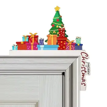 Рождественская Деревянная вывеска на углу двери, Настенный декор для дверной коробки, Деревянные украшения, Креативный декор дверного угла, Рождественская дверная коробка