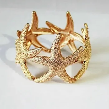 Золотой эластичный браслет в виде морской звезды, пляжные украшения для женщин и девочек