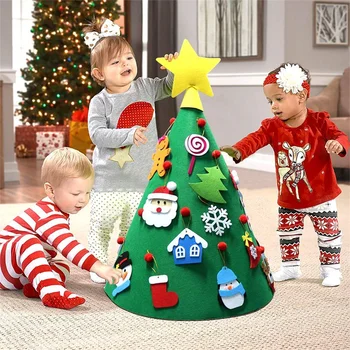 3D конус из фетра своими руками Рождественская елка Рождественское украшение для дома 2021 Новогодние Украшения для малышей Детские Рождественские подарки своими руками
