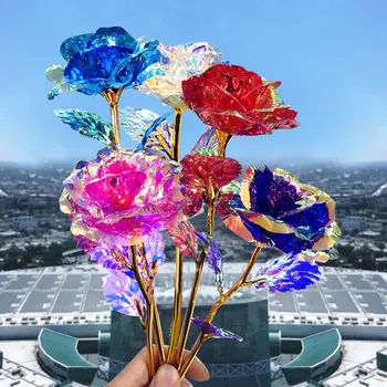 5pc Colorful  Rose Artificial Flower Unique Gifts For Girls Wedding Decoration Artificial Flowers искусственные цветы декор для