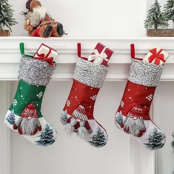 1 шт. Рождественские носки, подарочные носки из ткани Санта-Лося, Украшение для рождественских чулок, Снеговик, Санта-Клаус, принт Медведя Лося, Рождественский подарок