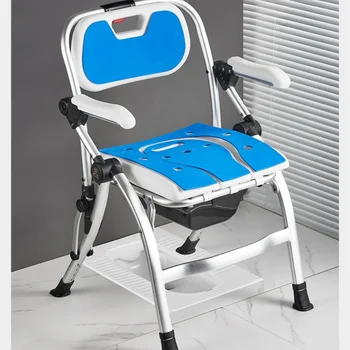Табурет для унитаза для пожилых беременных женщин, безопасный противоскользящий стул для ванной комнаты, Удобный складной стул для душа с регулировкой 4 передач, стул для ванны