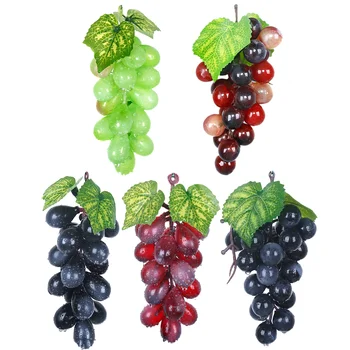 5 шт. виноград, искусственные фрукты для украшения кухни, виноградные лозы над шкафчиками, имитация фруктов-искусственный матовый виноград