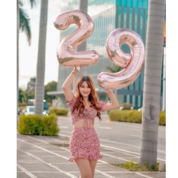 40-дюймовый воздушный шар с супер большим номером из розового золота, Воздушный шар из алюминиевой фольги, День рождения воздушного шара, Свадебная часть