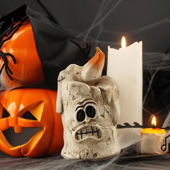 Украшение сцены Хэллоуина с призраком в виде тыквенной головы, игра прилива со смоляным орнаментом на столешнице, безделушки