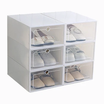 Коробка для обуви из 6 предметов ярких цветов, прозрачная пластиковая коробка для хранения обуви, прямоугольник ящика для хранения в обувном шкафу белого цвета