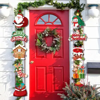 Бумажное Подвесное украшение на крыльце, Прочное Подвесное украшение на двери, Причудливое Рождественское двустишие на двери для праздника, для Веселья