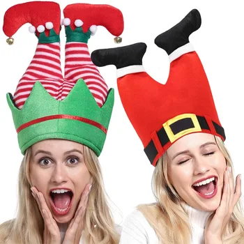 1шт Забавные шляпы для вечеринок, Рождественские Шляпы, Длинная Полосатая Фетровая Плюшевая Шляпа Эльфа, Праздничная Тематическая Шляпа, Поддельные Головные украшения для Рождественской вечеринки