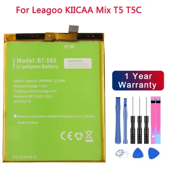 100% Оригинальный Аккумулятор BT-565/BT-566 3000 мАч Для Leagoo KIICAA Mix T5 T5C BT565/BT566 Запчасти для мобильных смартфонов Batterie batteries