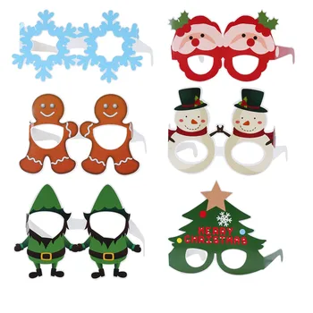 Мультяшные Рождественские Бумажные Очки Санта Клаус Снеговик Рождественская Елка Дети Ноэль Реквизит Для Фотосессии Веселого Рождества Декор Navidad Подарки 2024
