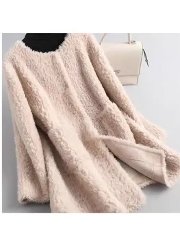 Женское пальто из искусственного овечьего флиса средней длины, новая шуба, зима 2021, 1 шт