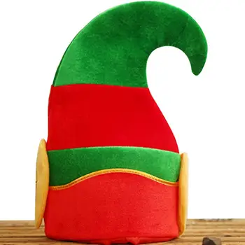 Рождественские шляпы с эльфами для взрослых Рождественская фетровая шляпа с эльфами Красная и зеленая Рождественская шляпа с загнутым кончиком и милыми эльфийскими ушками для детей