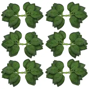Поддельные искусственные листья для украшения роз - 36 шелковых зеленых роз, листья цветов с реалистичными лозами, гибкие стебли