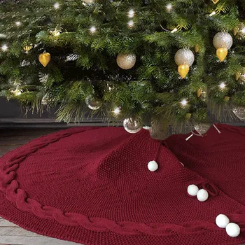 Юбка для Рождественской елки 48 дюймов роскошной вязки по канату, вязаное плотное рождественское украшение в деревенском стиле