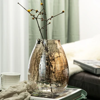 Легкие роскошные украшения ручной работы, легкая роскошная ваза из цветного стекла с ледяными цветами, очень большая прозрачная глазурная цветочная посуда.