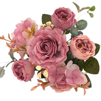 Искусственные пионовидные розы, имитирующие цветы, букеты из искусственных цветов, украшение для вечеринки, украшение дома