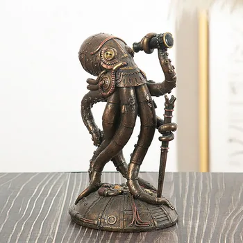 Механическая скульптура путешественника в стиле стимпанк Ктулху Фигурки осьминога из смолы, Гигантский Кракен, статуя Мародера, украшение для рабочего стола, домашний декор