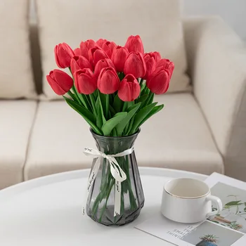 33-сантиметровый цветок тюльпана, искусственный букет тюльпанов, искусственный цветок из пенополиэтилена для декора свадебной церемонии, декора букета для дома и сада