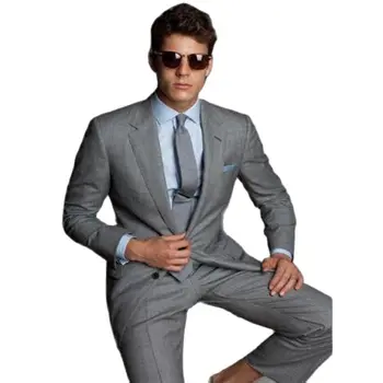 Классический серый мужской костюм жениха на двух пуговицах, 2 предмета (куртка + брюки) Приталенный блейзер Terno Masculino с вырезами на заказ