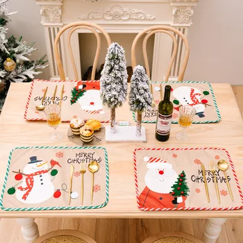 Рождественские салфетки Санта-Клауса, украшение, Новый 2024 год, Рождественское украшение для дома, Рождественские коврики для стола, декор, Рождественский подарок Navidad