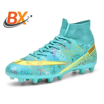 Мужская детская футбольная обувь, кроссовки для тренировок на траве, Дышащая уличная нескользящая разноцветная спортивная обувь размера Оверсайз 35-47