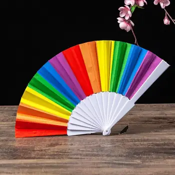 Танцевальный вентилятор Rainbow Design Fan Красочный складной вентилятор Rainbow Легкий компактный ручной вентилятор для украшения вечеринки