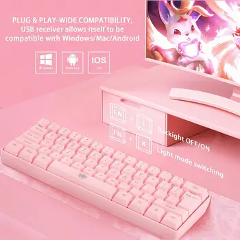 G61 61 Клавиша, двухрежимная беспроводная клавиатура с RGB-подсветкой, Игровой ПК, компьютерная клавиатура
