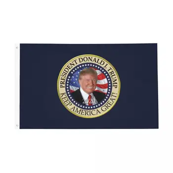 Президент Дональд Трамп 2020 Сохранит Великий флаг Америки Двусторонний Наружный баннер, Всепогодное Подвесное украшение 3x5 ФУТОВ