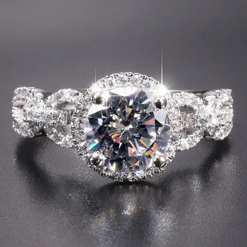 Шикарные женские обручальные кольца с кубическим цирконием AAA, сверкающие серебряные кольца для помолвки, недавно разработанные ювелирные изделия