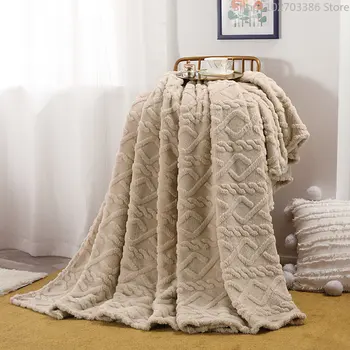 Скандинавское однотонное одеяло из кожи, плюшевое одеяло с ворсом, Летние одеяла для кондиционирования воздуха, Жаккардовые пледы для дивана, домашний декор