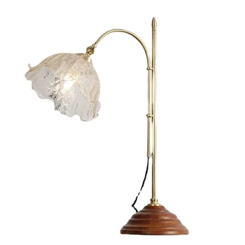 Классическая ностальгическая настольная лампа PQF, прикроватная тумбочка для спальни, прихожая, кабинет, латунная настольная лампа