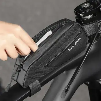 Велосипедная сумка, велосипедная сумка для хранения, водонепроницаемая велосипедная сумка с верхней передней трубчатой рамой, компактный размер, вместимость, конструкция с надежной крепежной лентой