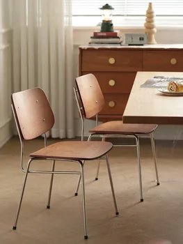 Обеденный стул в скандинавском японском стиле, стул для отдыха из нержавеющей стали, домашний стул для маленькой квартиры, простой одноместный стул
