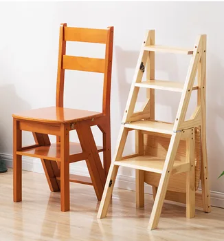 Стул-лестница из массива дерева, бытовой стул-лестница, складной стул-лестница двойного назначения, многофункциональная лестница с педалью для лазания