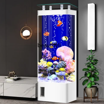 Аквариум для рыб, бытовой небольшой светильник, роскошный ТВ-шкаф, Экологический аквариум с вертикальной сменой пола, Экологический аквариум с водой