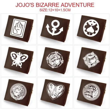 Аниме Jojo's Bizarre Adventure Коричневый Кожаный PU Кошелек Короткие Кошельки Для Монет Ziper ID Держатель Для Карт Кошелек Подарок